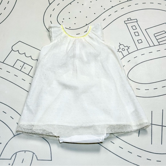 Bonpoint Off-White Amande Dress with Yellow Trim - Picture 2 of 10